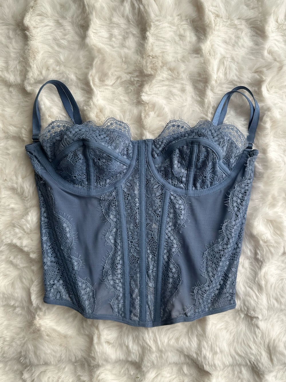 Dolls Blue Lace Longline Essential Elegant Stylish Bustier Corset Top- Women’s